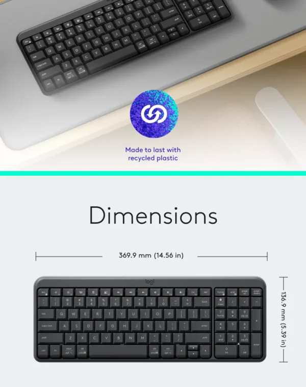 Logitech MK250 Bluetooth Wireless Mouse and Keyboard Combo Fast Easy Connectivity Compact Wireless Keyboard